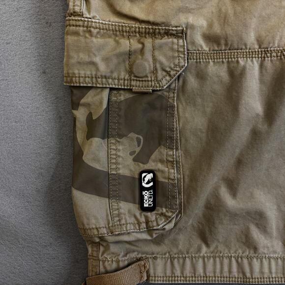 Vintage Ecko Unltd Cargo Shorts Mens 40 RARE Camo Pocket Beige Utility Raw Uncut - Picture 3 of 12